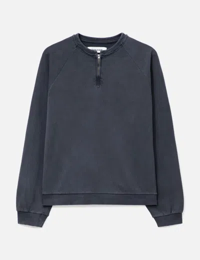 Tonywack Garment Dyed Zip Sweatshirt In Blue