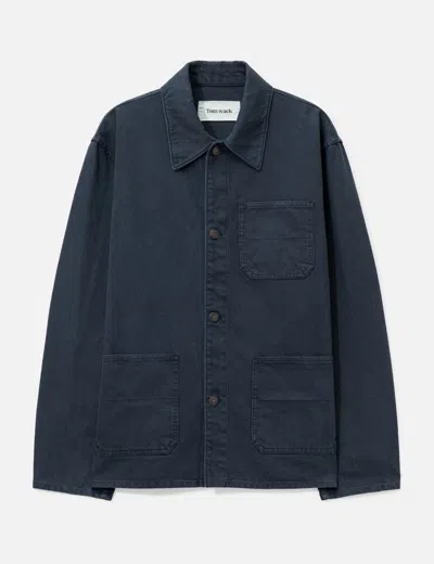 Tonywack Garment Washed Cotton Twill Utility Jacket In Blue