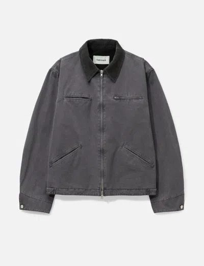 Tonywack Garment Washed Zip Work Jacket In Gray