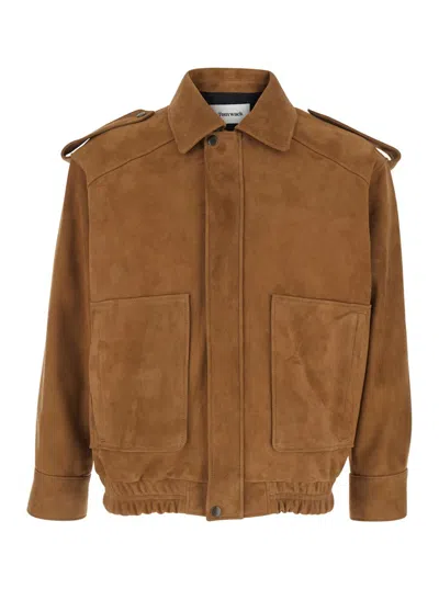 Tonywack Goat Suede Bomber Jacket In Brown