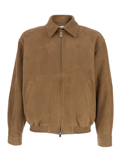 Tonywack Goat Suede Relaxed Bomber Jacket In Brown
