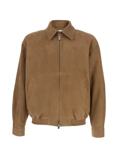 Tonywack Goat Suede Zip Jacket In Neutral
