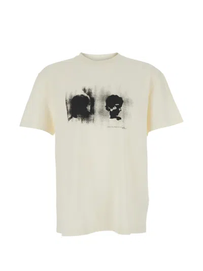 Tonywack White Crewneck T-shirt With Print On The Front In Cotton Man In Neutral