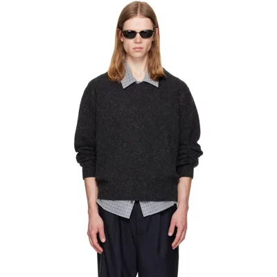 Tonywack Gray Brushed Shaggy Dog V-neck Sweater In Multi