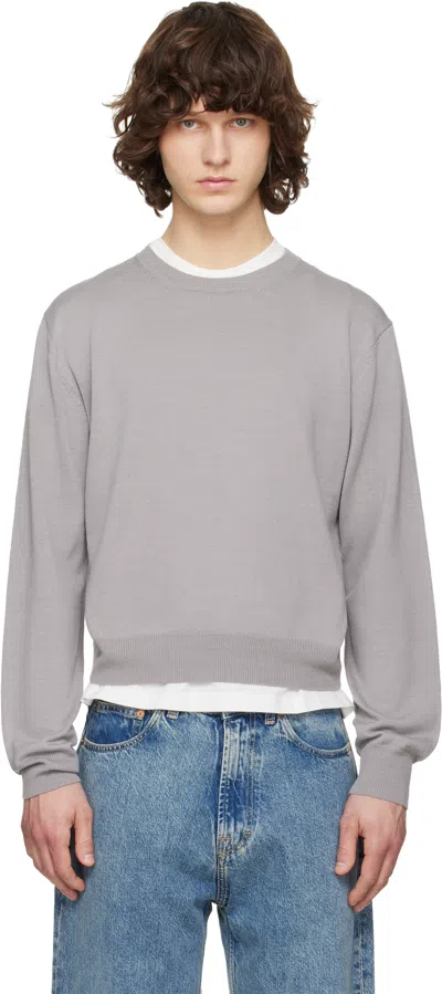Tonywack Gray Extrafine Wool Crew Neck Knit Sweater In Brown