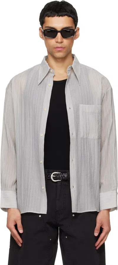 Tonywack Gray Lyocell Oversized Stripe Shirt