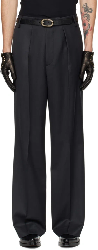 Tonywack Gray Pleated Trousers In Carbon Grey