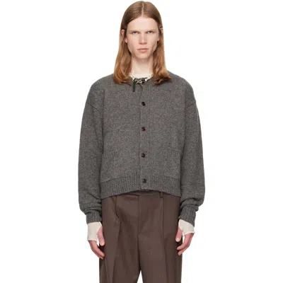 Tonywack Gray Shetland Wool Raw Cardigan In Multi