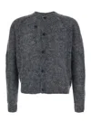 Tonywack Grey Crew Neck Cardigan With Brushed Effect In Mohair And Wool Blend Man In Gray