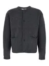 Tonywack Grey Crew Neck Sweater With Front Pockets And Brushed Effect In Fabric Man In Gray