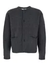 Tonywack Grey Crew Neck Sweater With Front Pockets And Brushed Effect In Fabric Man In Gray