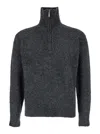 Tonywack Grey High Neck Swater With Zip In Wool Blend Man In Grey