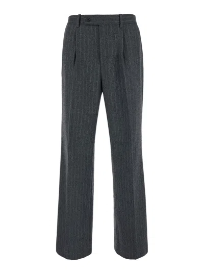 Tonywack Herringbone Wool Trousers With Pleats And Wide Leg For Men In Multi