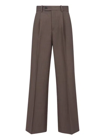 TONYWACK HIGH-WAISTED BROWN WIDE-LEG TROUSERS WITH FRONT PLEATS