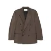 Tonywack Taupe Melange Wool Double-breasted Tailored Blazer In Brown