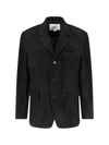 Tonywack Single-breasted Suede Jacket In Black Leather In Black