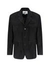 Tonywack Single-breasted Suede Jacket In Black Leather In Black