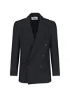 Tonywack Double-breasted Blazer Featuring Notched Lapels In Black