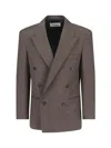 Tonywack Double-breasted Notch Lapel Blazer And Pockets In Brown