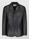 Tonywack Button-up Leather Jacket In Black