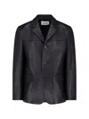 Tonywack Button-up Leather Jacket In Black