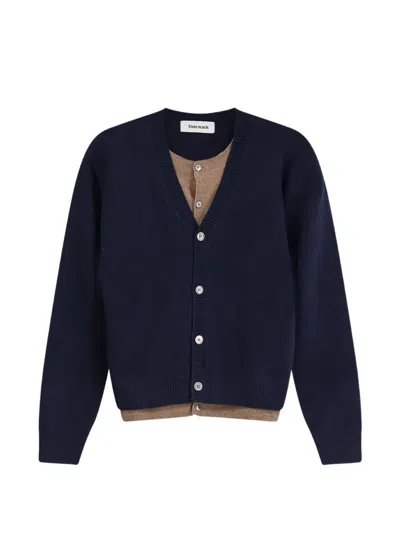 Tonywack Layered-effect Button-up Cardigan In Blue