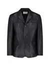 Tonywack Button-up Leather Jacket In Black