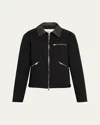 Tonywack Leather Collar Work Jacket In Black