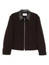 Tonywack Leather-collared Zip-front Jacket In Brown