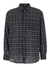 Tonywack Black Shirt With Check Motif In Wool Blend Man In Black