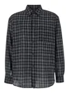 Tonywack Black Shirt With Check Motif In Wool Blend Man In Black