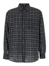 Tonywack Black Shirt With Check Motif In Wool Blend Man In Black