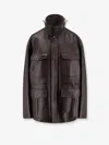 Tonywack Long Leather Jacket In Brown