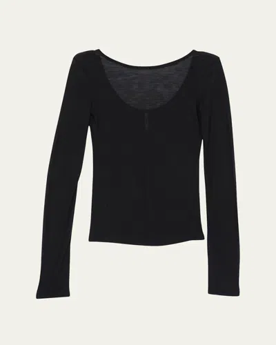 Tonywack Long-sleeve Low Back Tee In Black