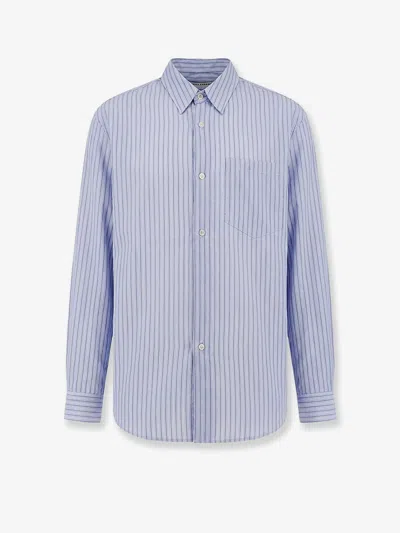 Tonywack Lyocell Shirt With Striped Motif In Blue