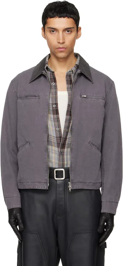 Tonywack Navy Garment Washed Zip Work Jacket In Purple