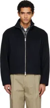 Tonywack Navy Wool Alpaca Zippered Jacket In Blue