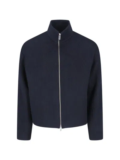 TONYWACK NAVY WOOL JACKET WITH HIGH COLLAR