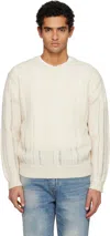 Tonywack Off-white Kid Mohair Distressed Ribbed Sweater In Animal Print