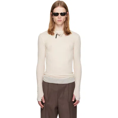 Tonywack Off-white Sheer Wool Ribbed Knit Sweater