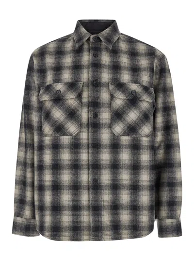 TONYWACK OMBRÉ MULTICOLOR SHIRT WITH CHECK MOTIF AND TWO FRONT POCKET IN WOOL BLEND MAN