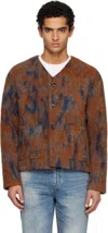 Tonywack Orange & Navy V-neck Cardigan In Orange