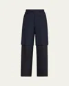 Tonywack Pinstripe Layered Wool Trousers In Navy Pinstripe