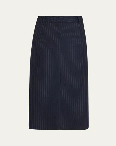 Tonywack Pinstripe Long Pencil Skirt In Navy Pinstripe