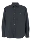 Tonywack Grey Pinstriped Shirt With Pointed Collar In Wool Blend Man In Black