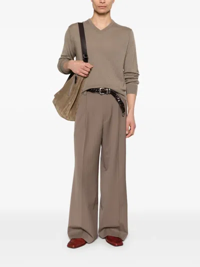 Tonywack Pleated Tailored Trousers In Brown