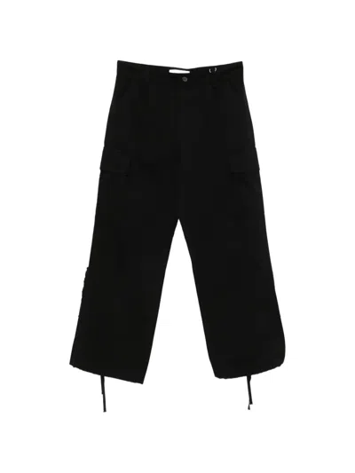 Tonywack Pleated Wide-leg Cargo Pants In Black
