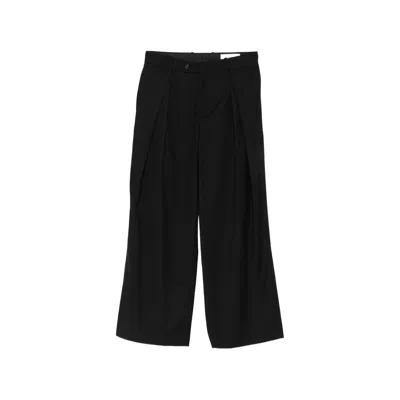 Tonywack Pleated Wide-leg Trousers In Black
