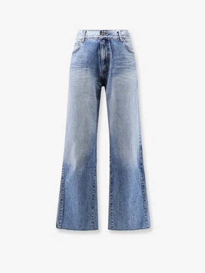 Tonywack Re-cut Flared Cotton Jeans In Animal Print