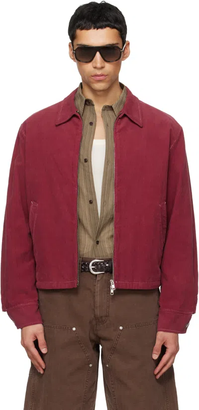 Tonywack Red Garment Dyed Corduroy Zip Jacket